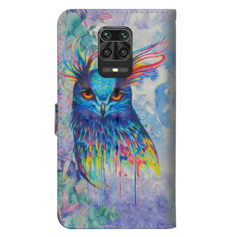 Folio-hoesje voor Xiaomi Redmi Note 9S / Note 9 Pro Aquarel Vogel