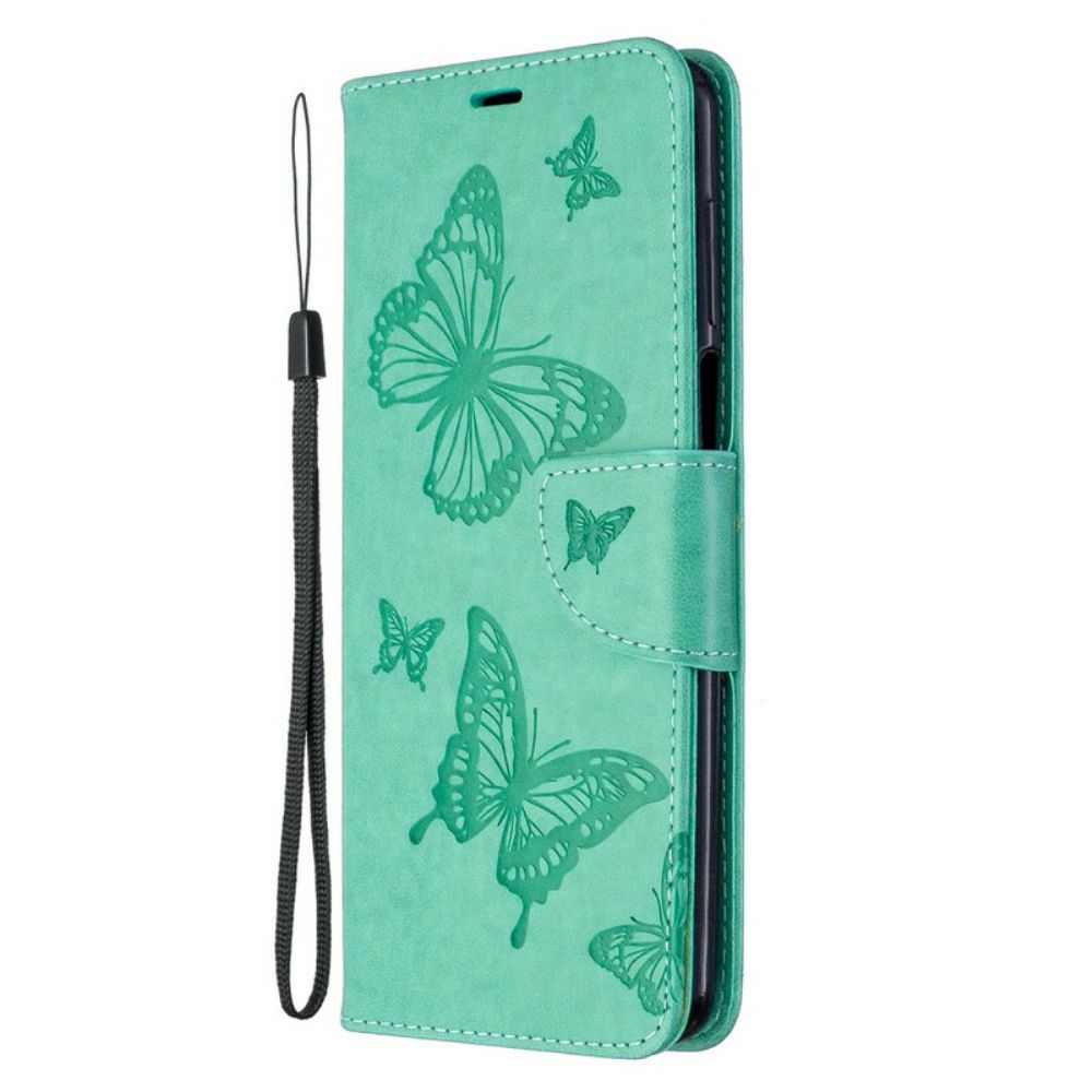 Folio-hoesje voor Xiaomi Redmi Note 9S / Note 9 Pro Met Ketting Thong Vlinders