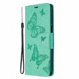 Folio-hoesje voor Xiaomi Redmi Note 9S / Note 9 Pro Met Ketting Thong Vlinders