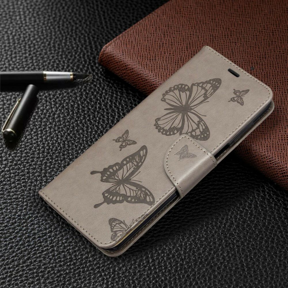 Folio-hoesje voor Xiaomi Redmi Note 9S / Note 9 Pro Met Ketting Thong Vlinders