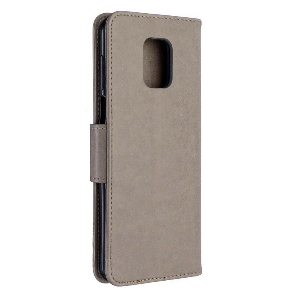 Folio-hoesje voor Xiaomi Redmi Note 9S / Note 9 Pro Met Ketting Thong Vlinders