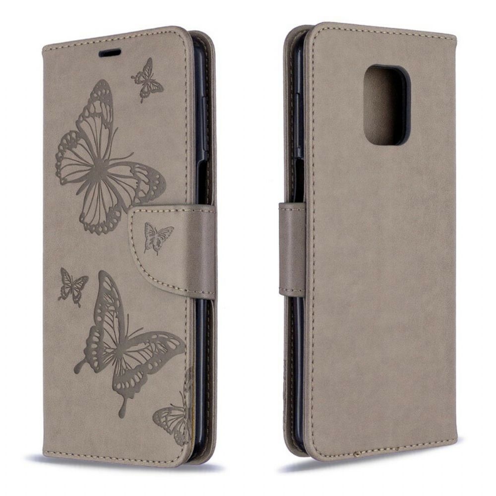 Folio-hoesje voor Xiaomi Redmi Note 9S / Note 9 Pro Met Ketting Thong Vlinders