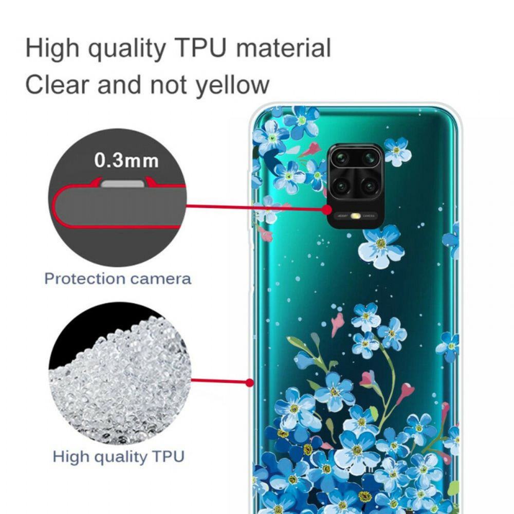 Hoesje voor Xiaomi Redmi Note 9S / Note 9 Pro Blauwe Bloemen