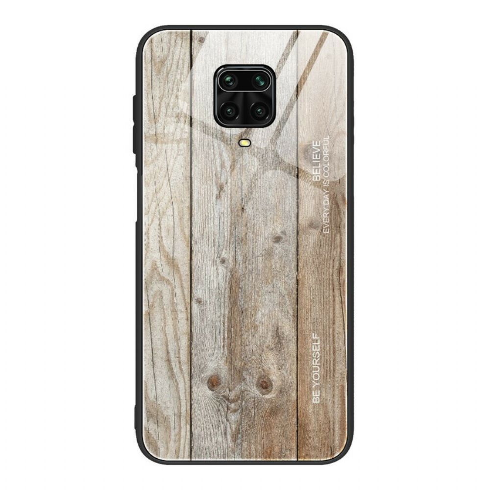 Hoesje voor Xiaomi Redmi Note 9S / Note 9 Pro Houtdesign Gehard Glas