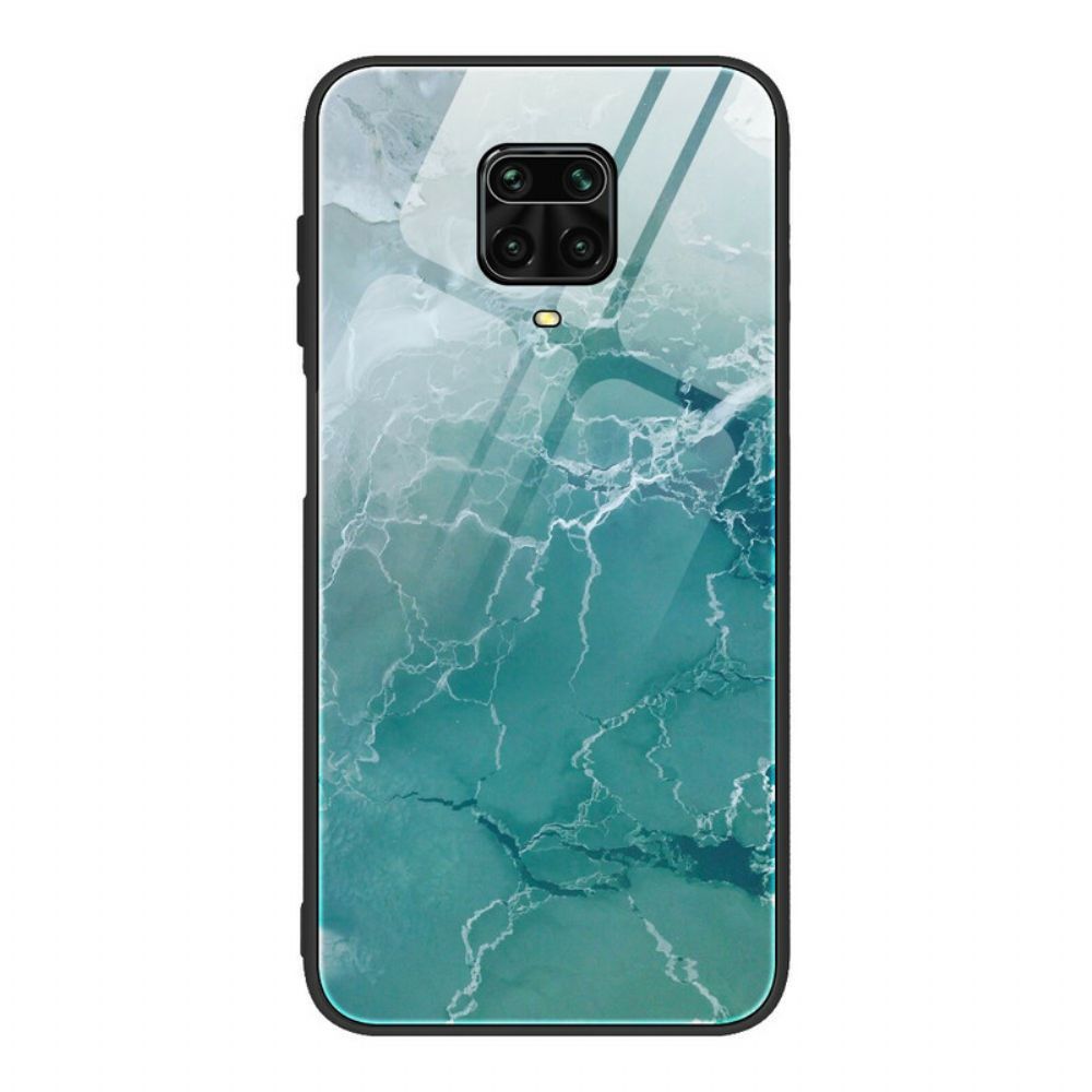 Hoesje voor Xiaomi Redmi Note 9S / Note 9 Pro Marmer Kleuren Gehard Glas