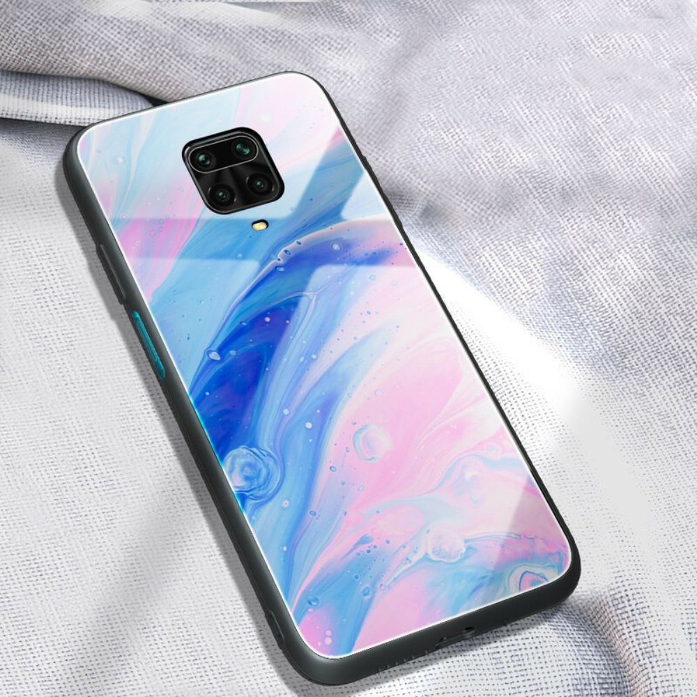 Hoesje voor Xiaomi Redmi Note 9S / Note 9 Pro Marmer Kleuren Gehard Glas