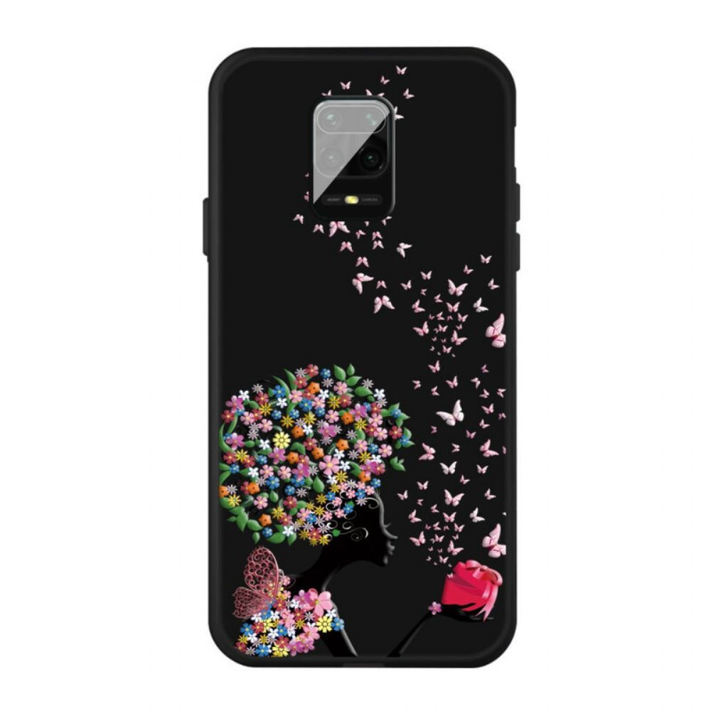 Hoesje voor Xiaomi Redmi Note 9S / Note 9 Pro Vrouw Met Bloemhoofd