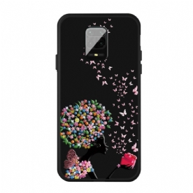 Hoesje voor Xiaomi Redmi Note 9S / Note 9 Pro Vrouw Met Bloemhoofd