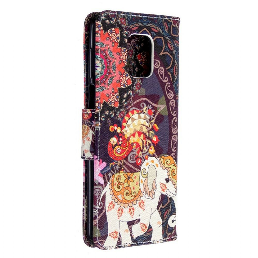 Leren Hoesje voor Xiaomi Redmi Note 9S / Note 9 Pro Indiase Olifanten