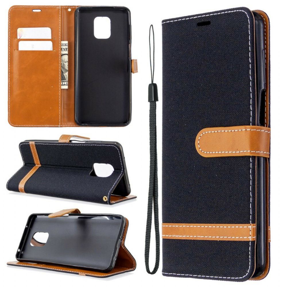 Leren Hoesje voor Xiaomi Redmi Note 9S / Note 9 Pro Met Ketting Band Met Stof En Leereffect