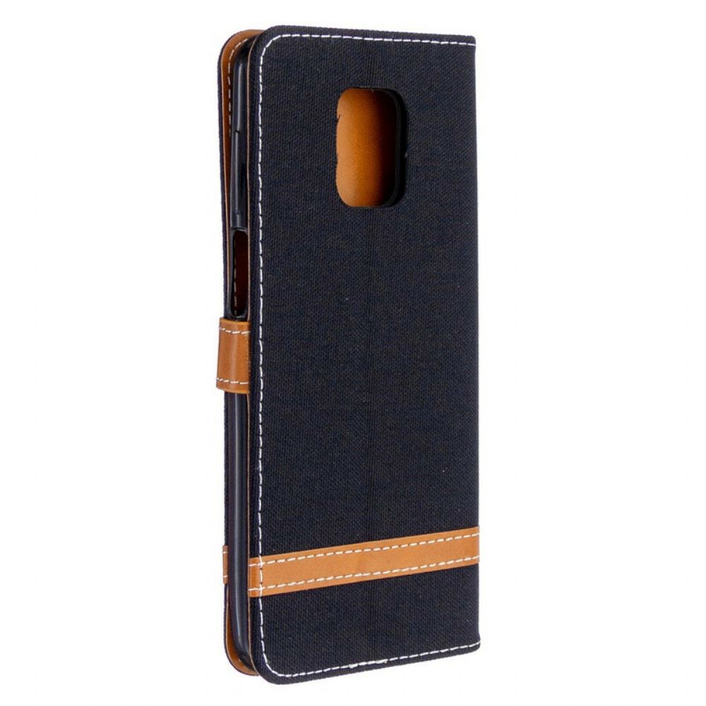 Leren Hoesje voor Xiaomi Redmi Note 9S / Note 9 Pro Met Ketting Band Met Stof En Leereffect