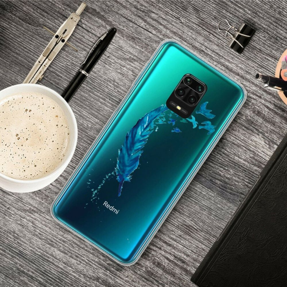 Telefoonhoesje voor Xiaomi Redmi Note 9S / Note 9 Pro Mooie Blauwe Veer