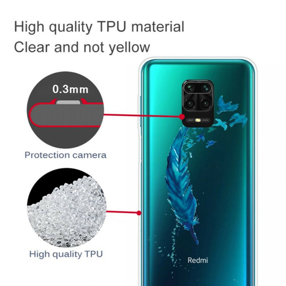 Telefoonhoesje voor Xiaomi Redmi Note 9S / Note 9 Pro Mooie Blauwe Veer