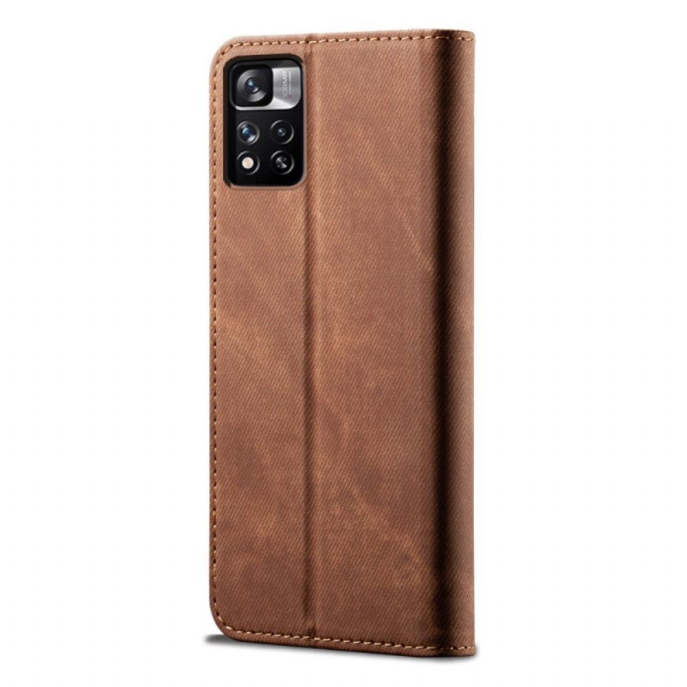 Bescherming Hoesje voor Poco M4 Pro 5G Folio-hoesje Denim Stof