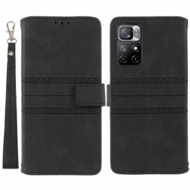 Flip Case voor Poco M4 Pro 5G Kant Naden