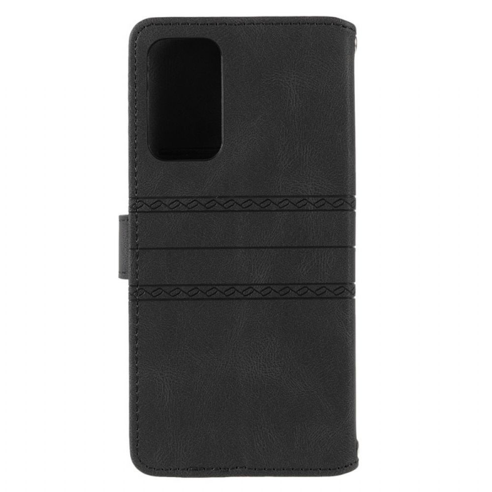 Flip Case voor Poco M4 Pro 5G Kant Naden