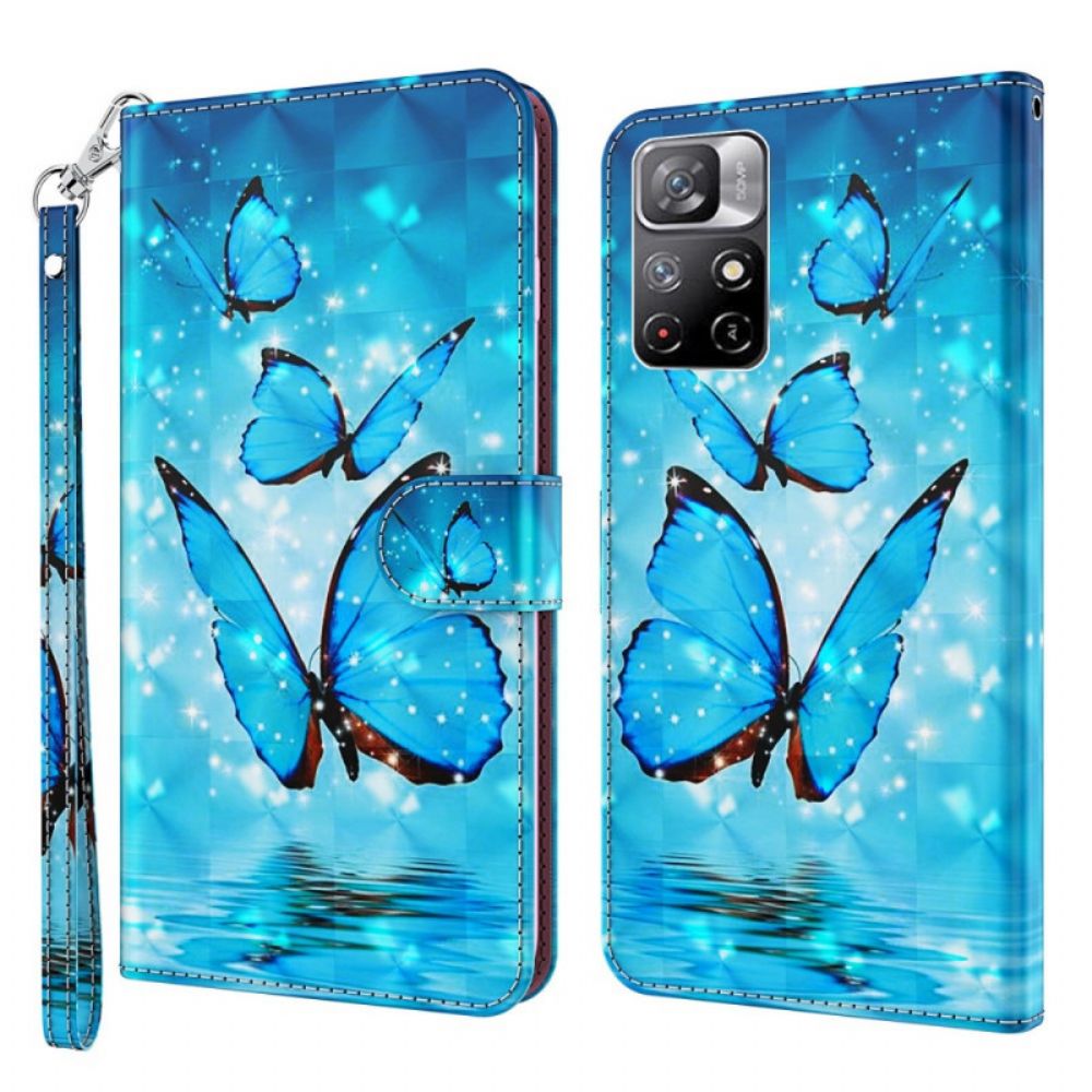 Folio-hoesje voor Poco M4 Pro 5G Blauwe Vlinders