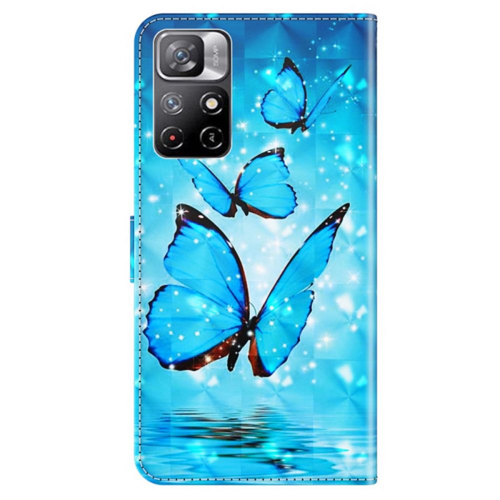 Folio-hoesje voor Poco M4 Pro 5G Blauwe Vlinders