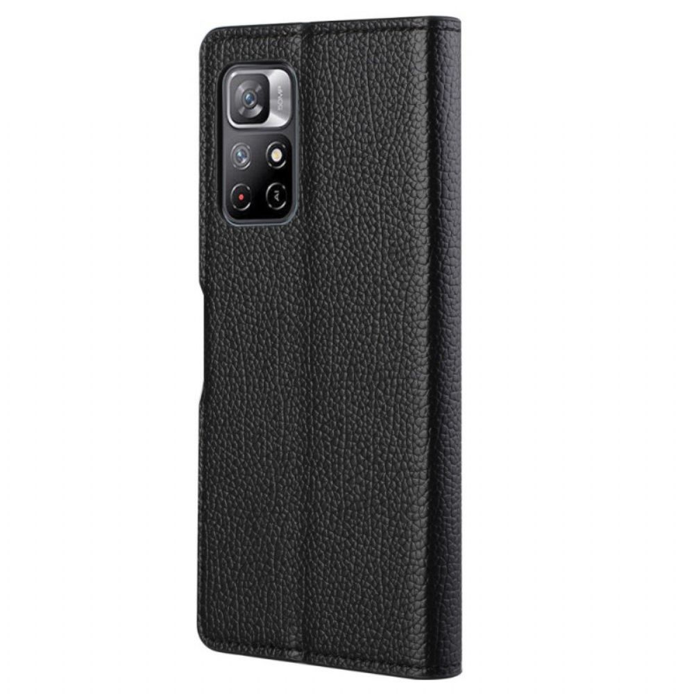 Folio-hoesje voor Poco M4 Pro 5G Litchi-leereffect