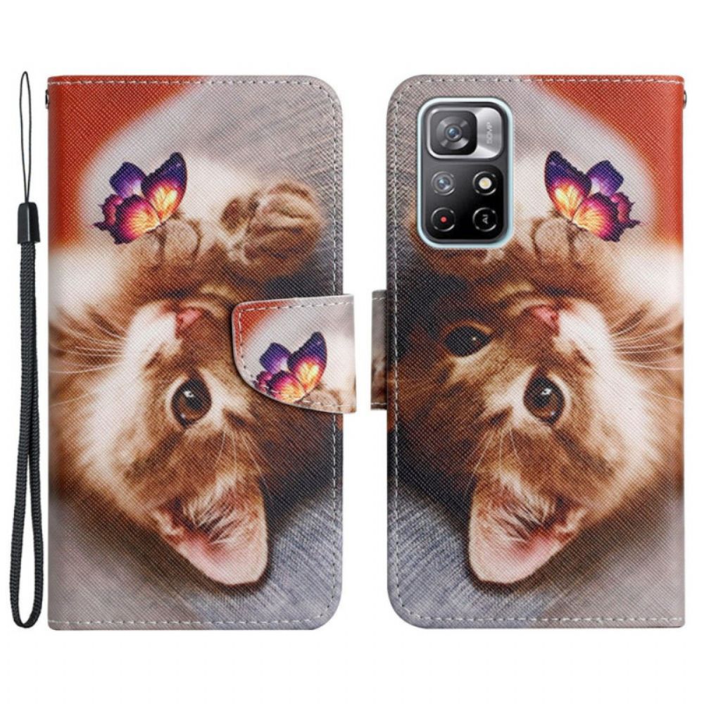 Folio-hoesje voor Poco M4 Pro 5G Mijn Kitten En Vlinder