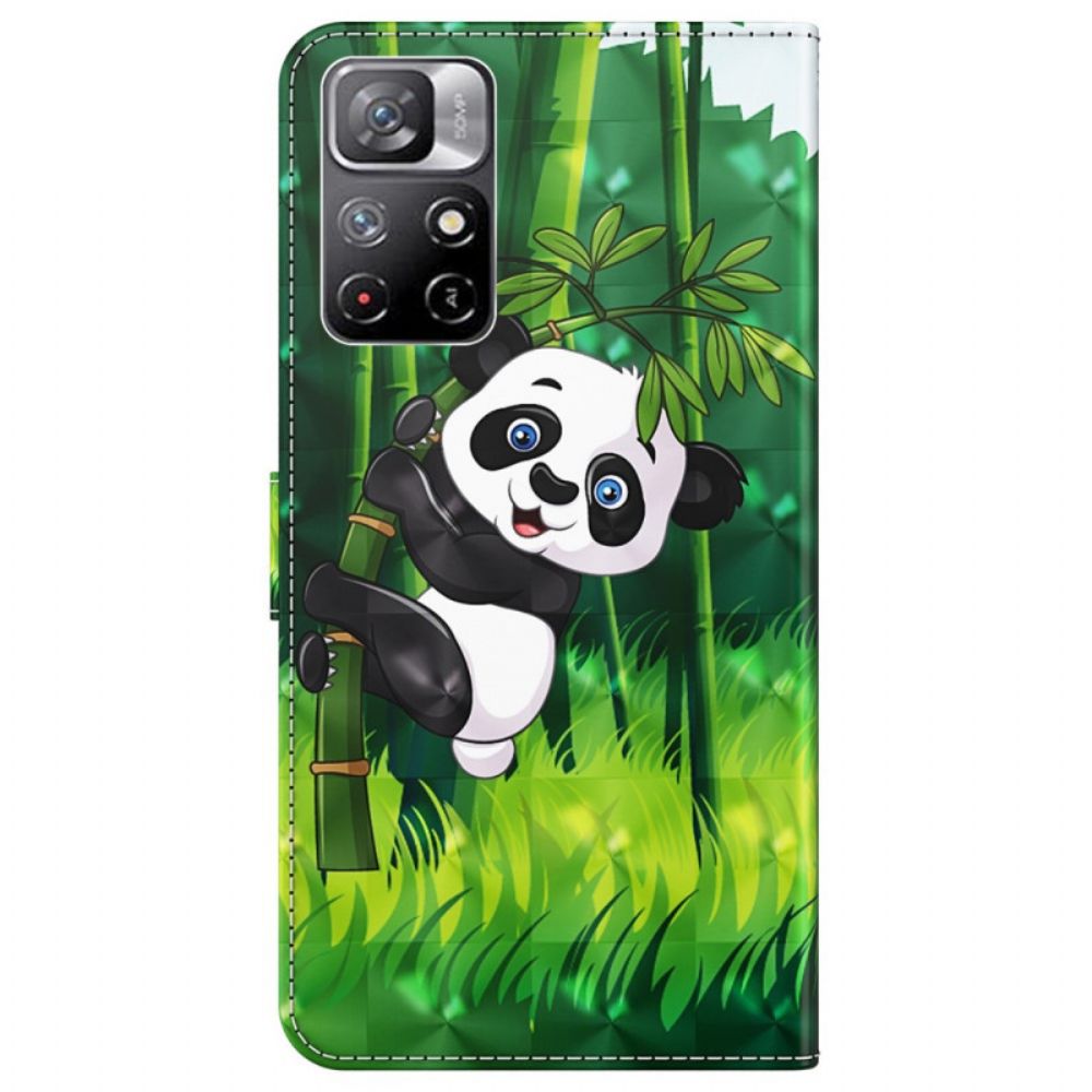 Folio-hoesje voor Poco M4 Pro 5G Panda En Bamboe