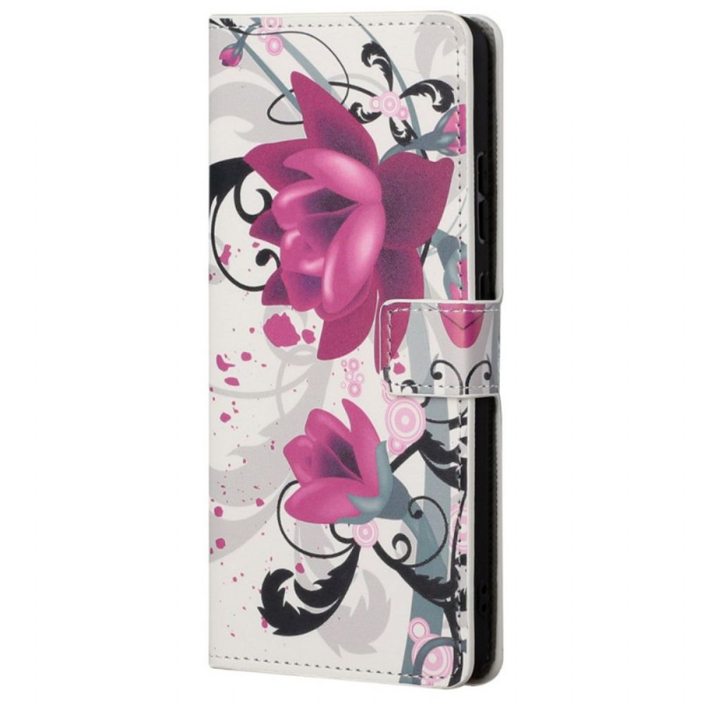 Folio-hoesje voor Poco M4 Pro 5G Tropische Bloemen