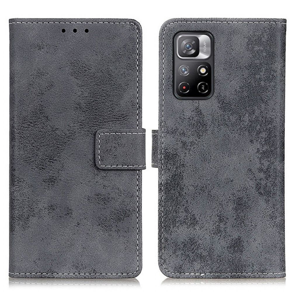 Folio-hoesje voor Poco M4 Pro 5G Vintage Leereffect