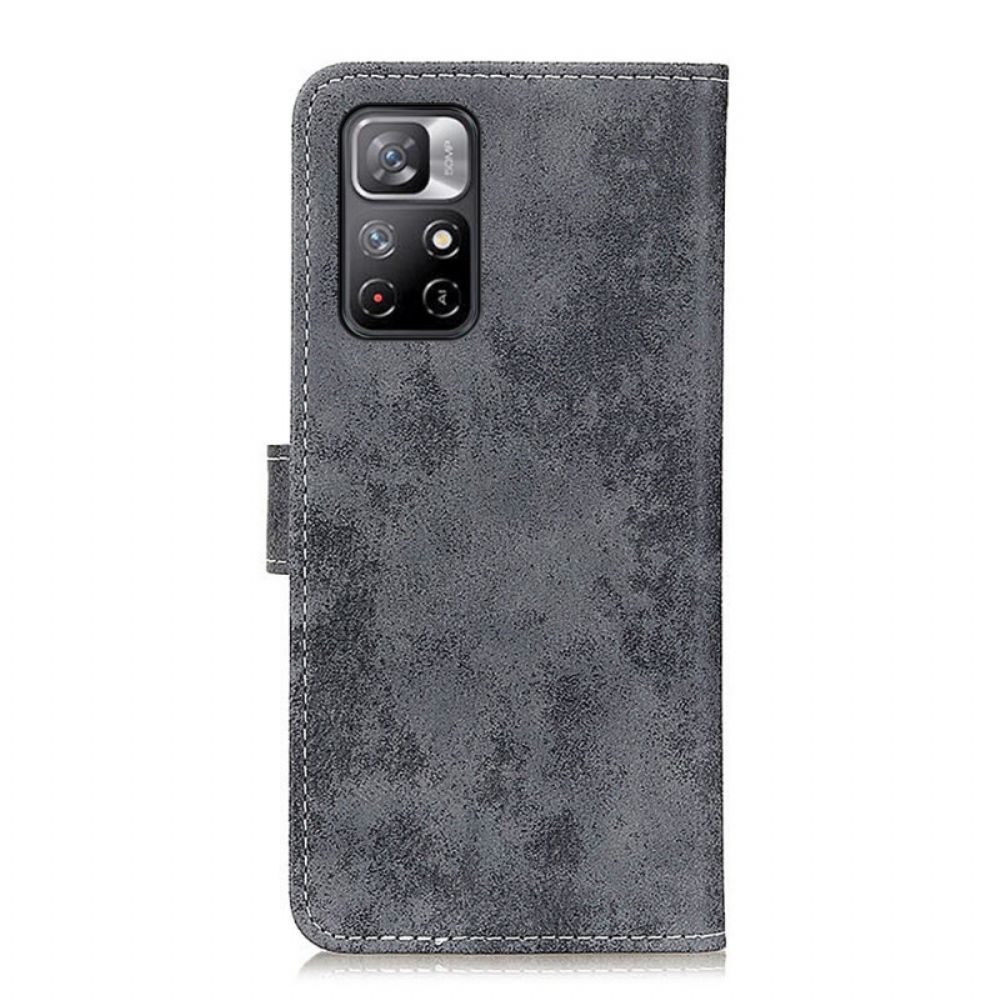 Folio-hoesje voor Poco M4 Pro 5G Vintage Leereffect