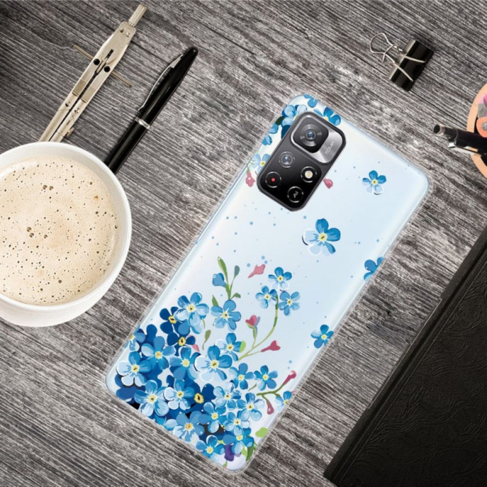 Hoesje voor Poco M4 Pro 5G Boeket Blauwe Bloemen