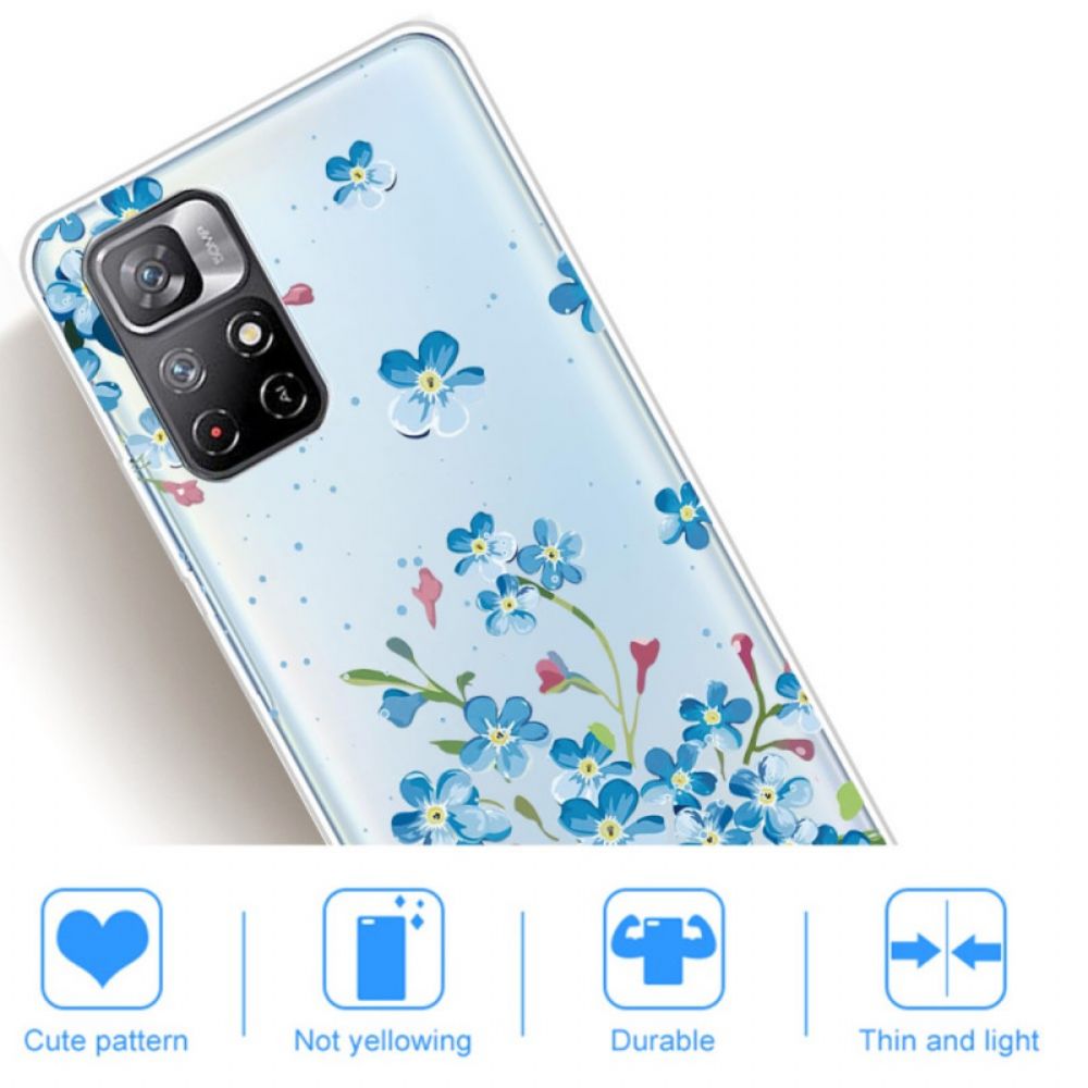 Hoesje voor Poco M4 Pro 5G Boeket Blauwe Bloemen