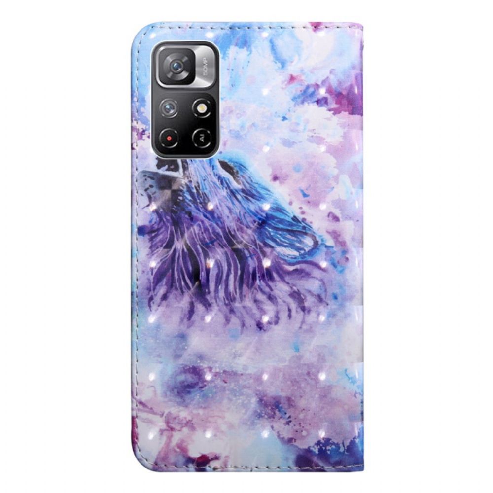 Leren Hoesje voor Poco M4 Pro 5G Aquarel Wolf