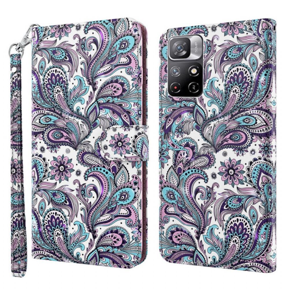 Leren Hoesje voor Poco M4 Pro 5G Bloemen Patronen