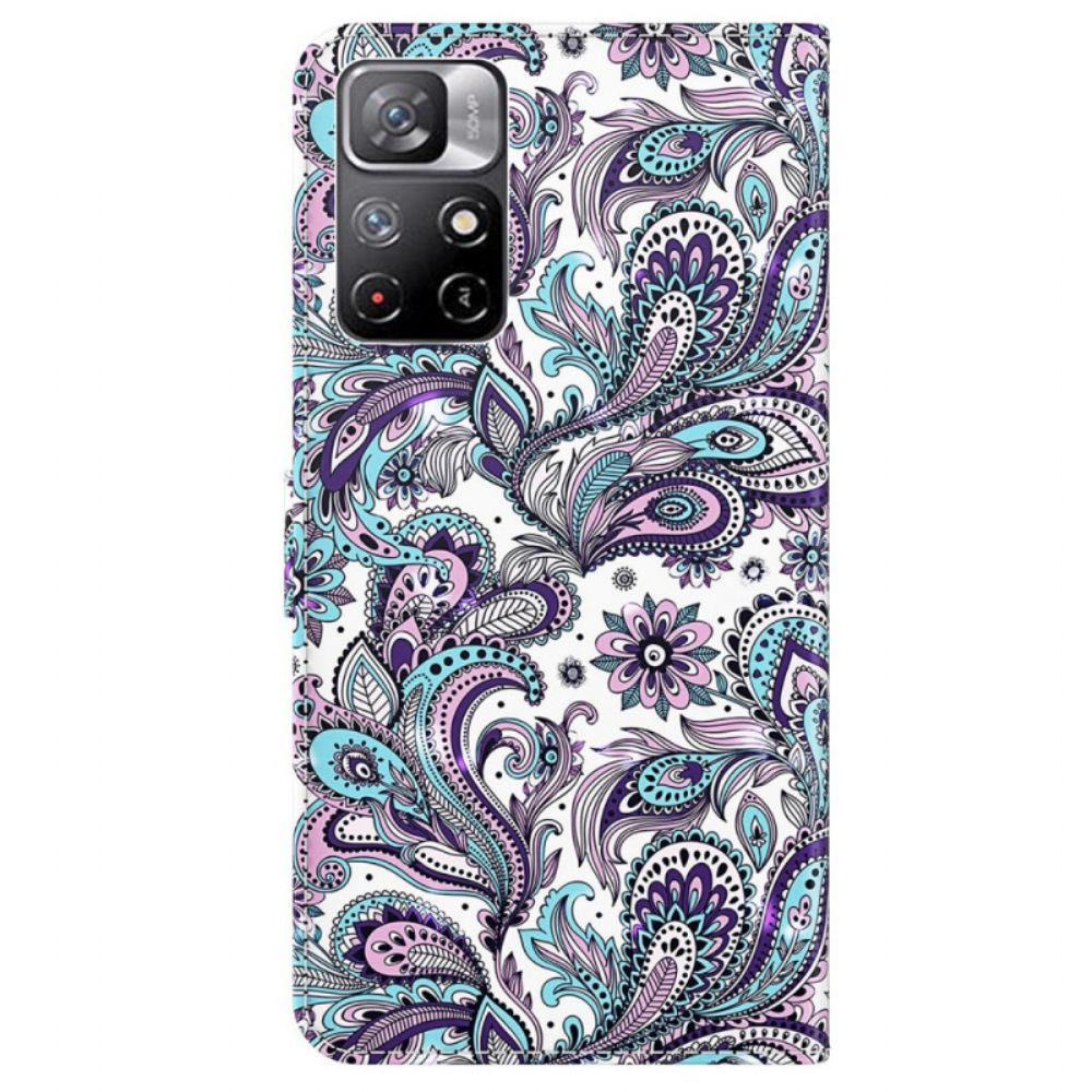 Leren Hoesje voor Poco M4 Pro 5G Bloemen Patronen