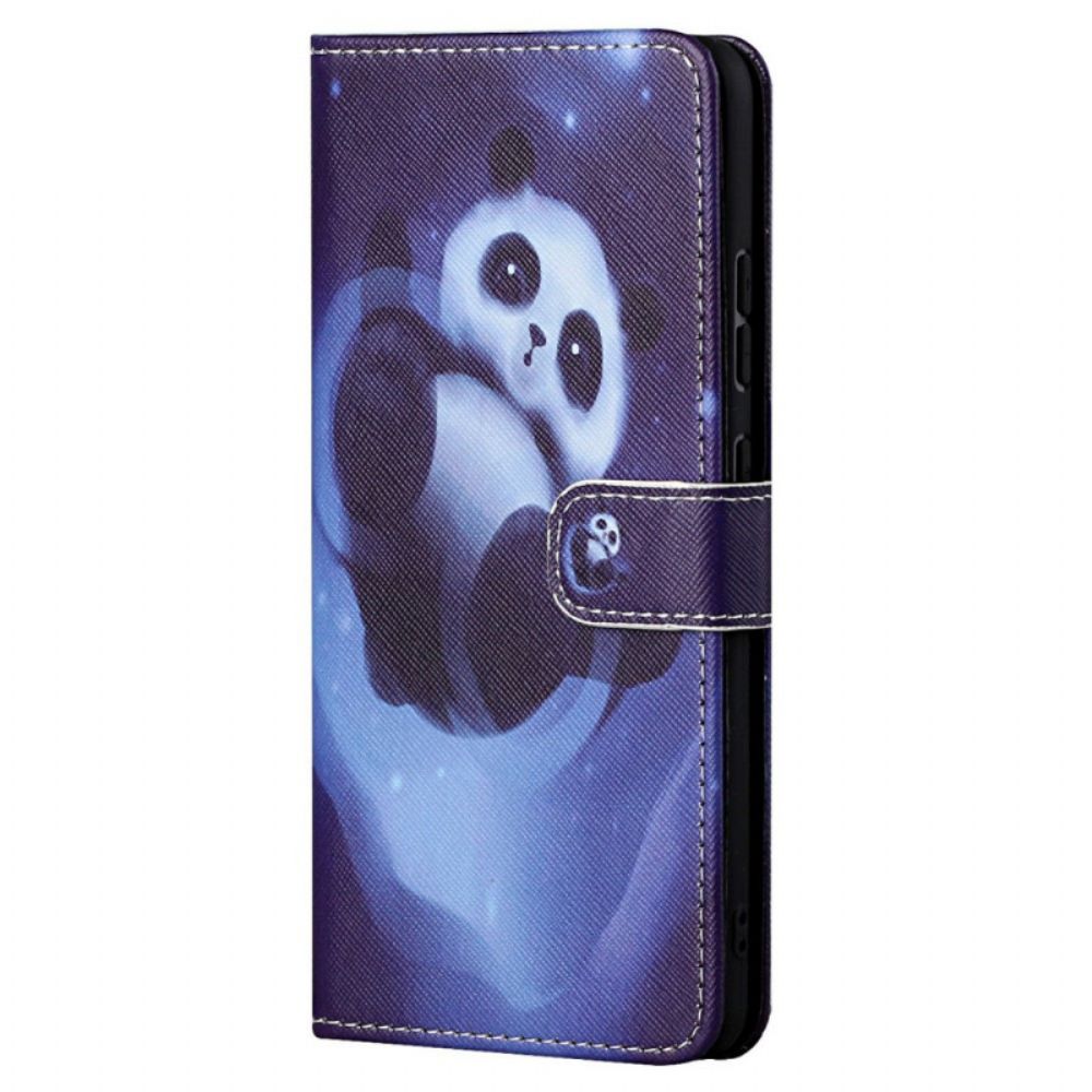 Leren Hoesje voor Poco M4 Pro 5G Met Ketting Thong Space Panda