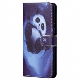 Leren Hoesje voor Poco M4 Pro 5G Met Ketting Thong Space Panda