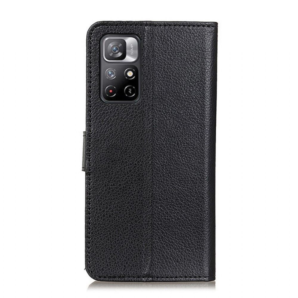 Leren Hoesje voor Poco M4 Pro 5G Premium Litchi Leder Effect