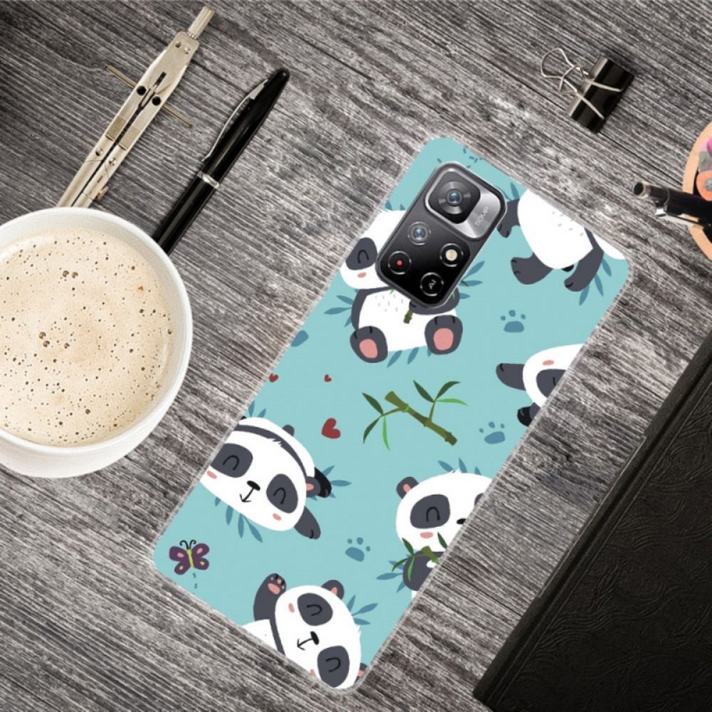 Telefoonhoesje voor Poco M4 Pro 5G Stapel Panda's