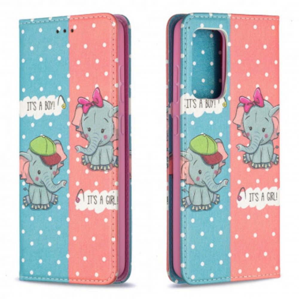 Bescherming Hoesje voor Samsung Galaxy A52 4G / A52 5G / A52s 5G Folio-hoesje Baby Olifanten