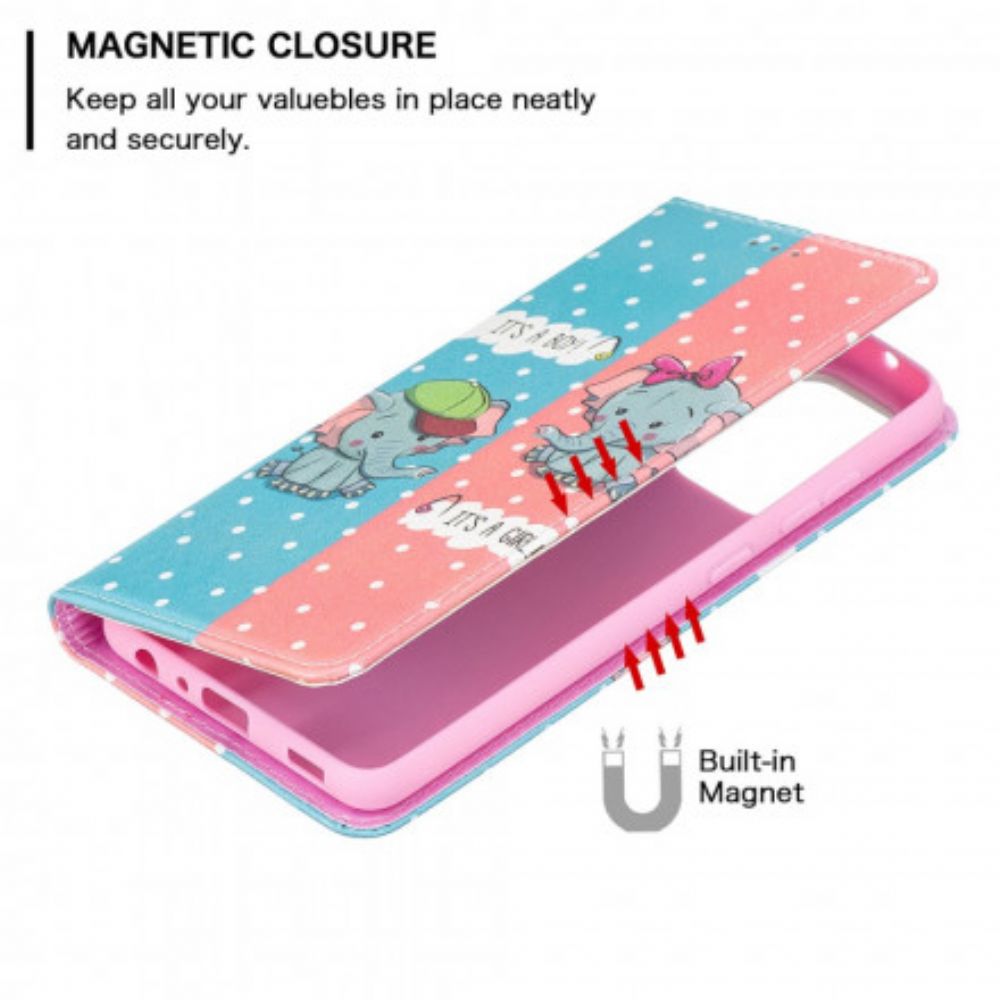 Bescherming Hoesje voor Samsung Galaxy A52 4G / A52 5G / A52s 5G Folio-hoesje Baby Olifanten