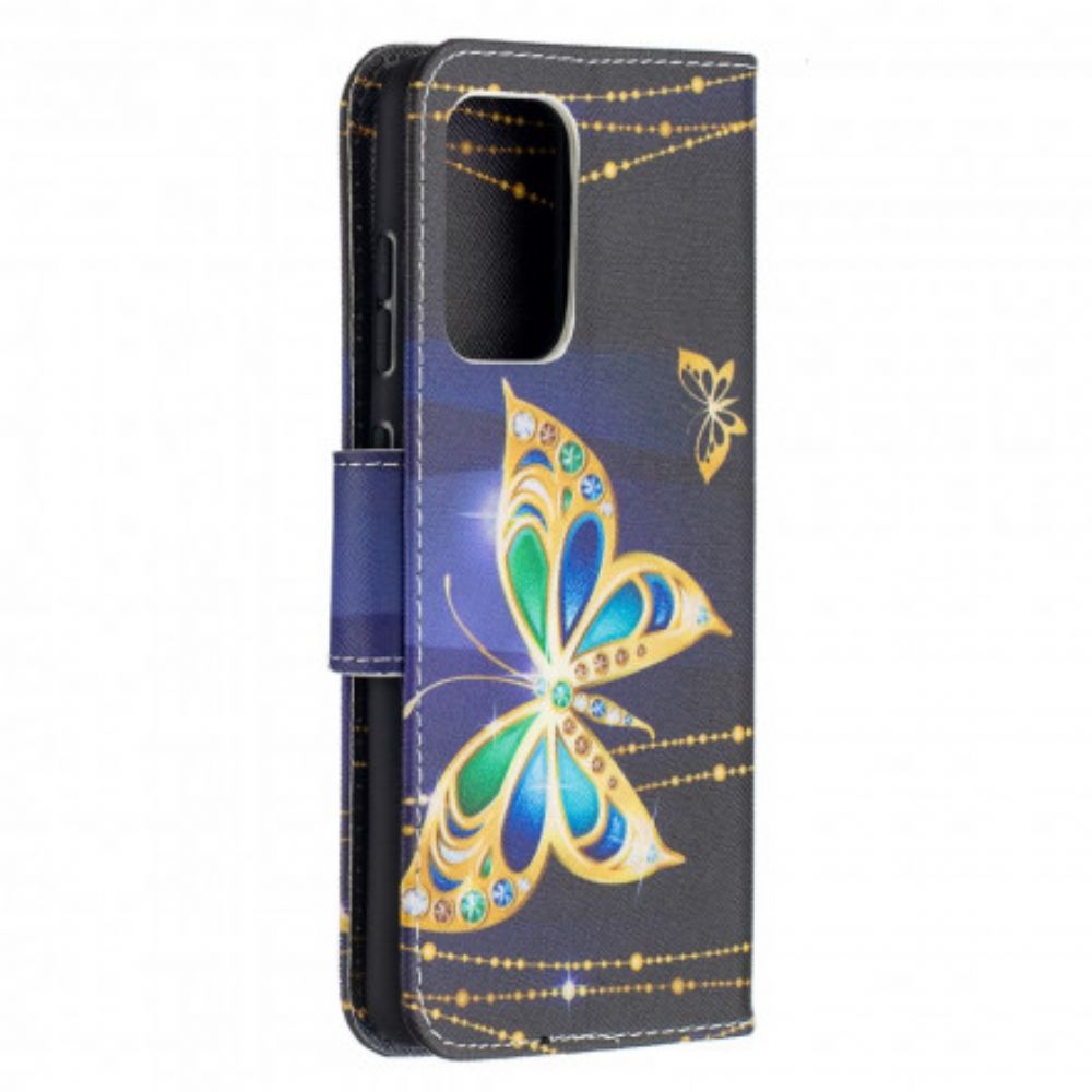 Flip Case voor Samsung Galaxy A52 4G / A52 5G / A52s 5G Gouden Vlinders