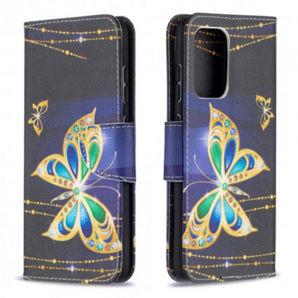 Flip Case voor Samsung Galaxy A52 4G / A52 5G / A52s 5G Gouden Vlinders