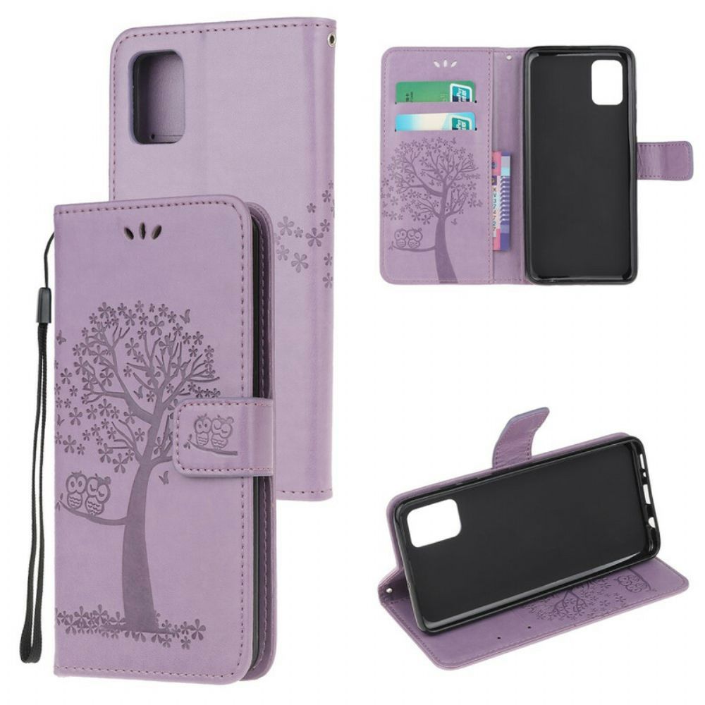 Flip Case voor Samsung Galaxy A52 4G / A52 5G / A52s 5G Met Ketting Boom En Uilen Met Bandjes