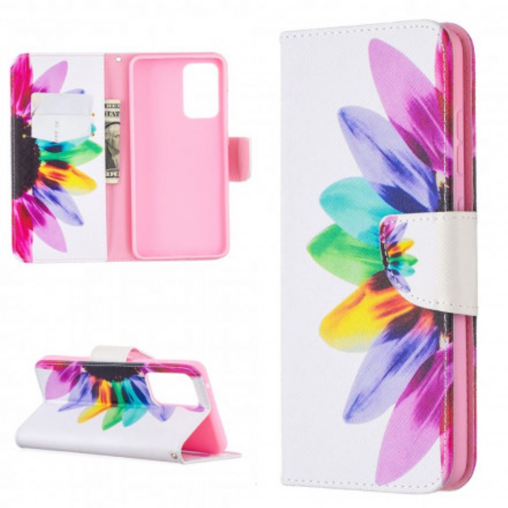 Folio-hoesje voor Samsung Galaxy A52 4G / A52 5G / A52s 5G Aquarel Bloem