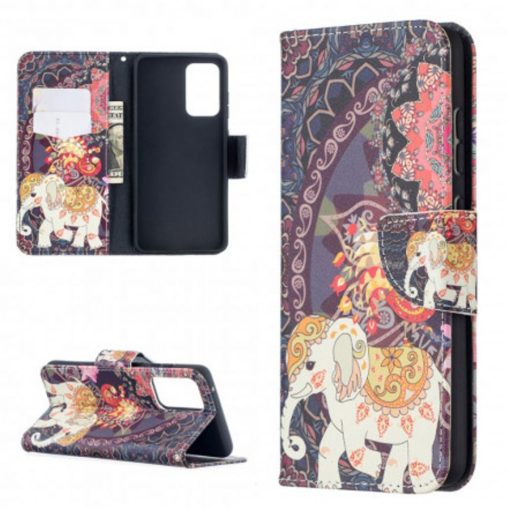 Folio-hoesje voor Samsung Galaxy A52 4G / A52 5G / A52s 5G Etnische Olifantenmandala