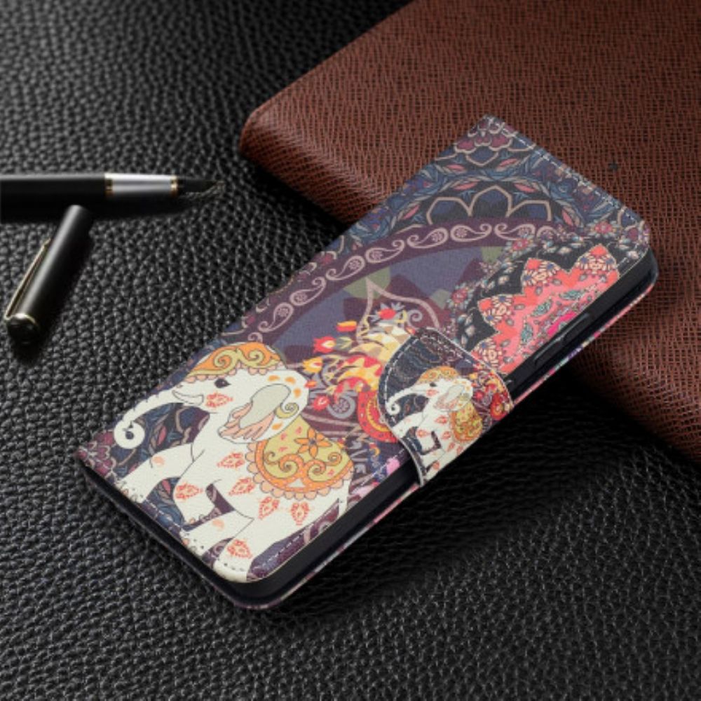 Folio-hoesje voor Samsung Galaxy A52 4G / A52 5G / A52s 5G Etnische Olifantenmandala