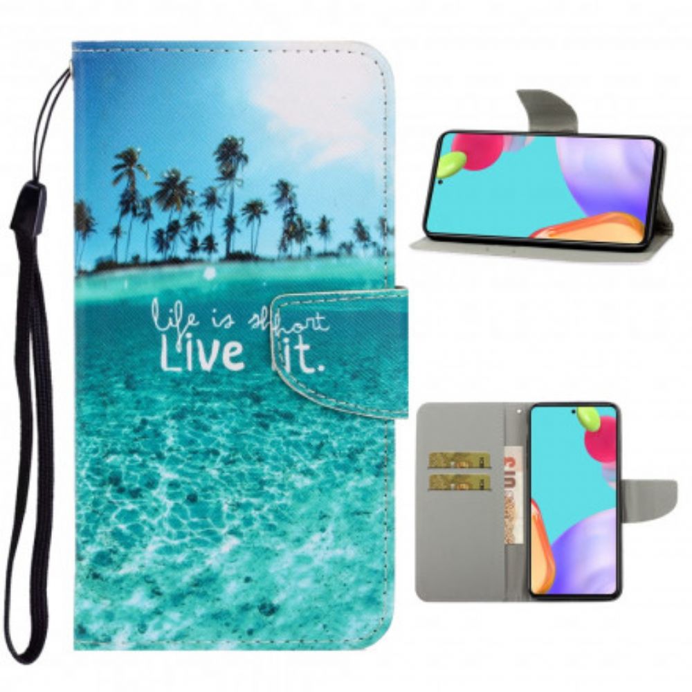 Folio-hoesje voor Samsung Galaxy A52 4G / A52 5G / A52s 5G Met Ketting Leef Het Met Bandjes