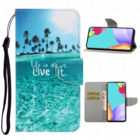 Folio-hoesje voor Samsung Galaxy A52 4G / A52 5G / A52s 5G Met Ketting Leef Het Met Bandjes