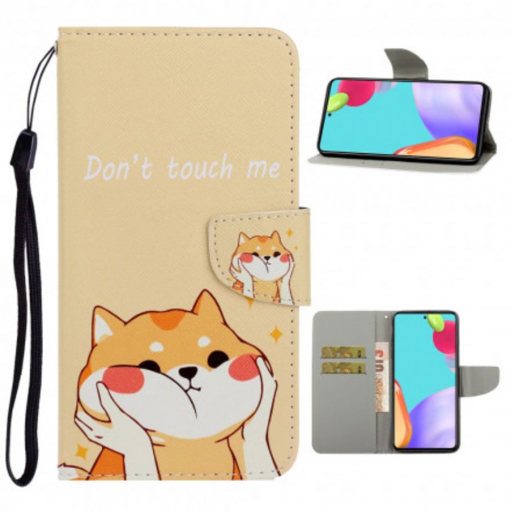 Folio-hoesje voor Samsung Galaxy A52 4G / A52 5G / A52s 5G Met Ketting Raak Me Niet Aan Kat Met Bandjes