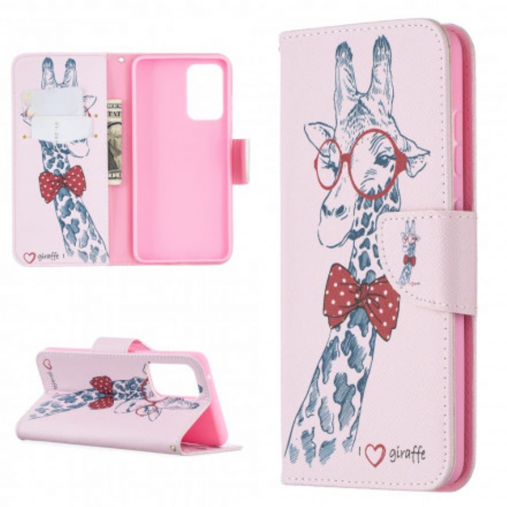 Folio-hoesje voor Samsung Galaxy A52 4G / A52 5G / A52s 5G Nerdy Giraf