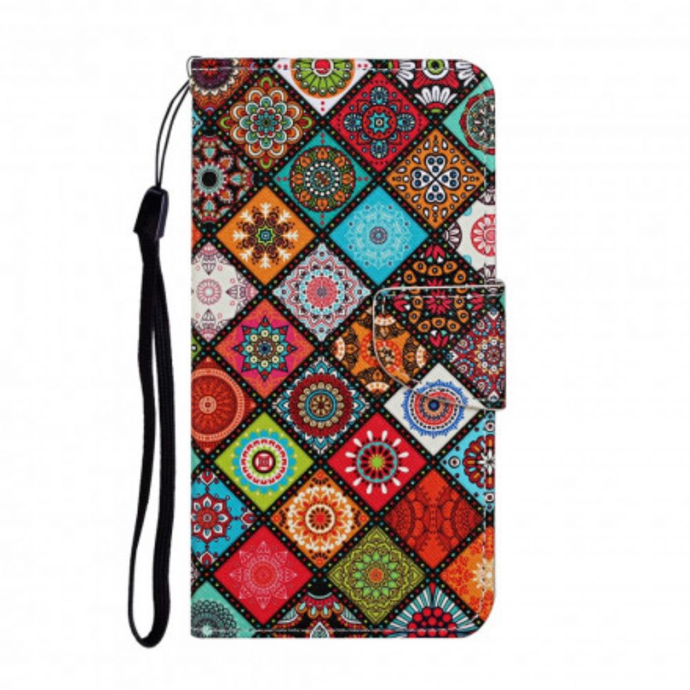 Folio-hoesje voor Samsung Galaxy A52 4G / A52 5G / A52s 5G Patchwork-mandala's Met Koord